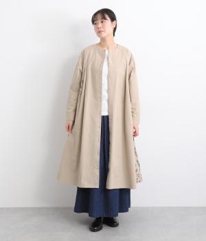 コットン布帛花パーツ刺繍ワンピース(ベージュ-F)