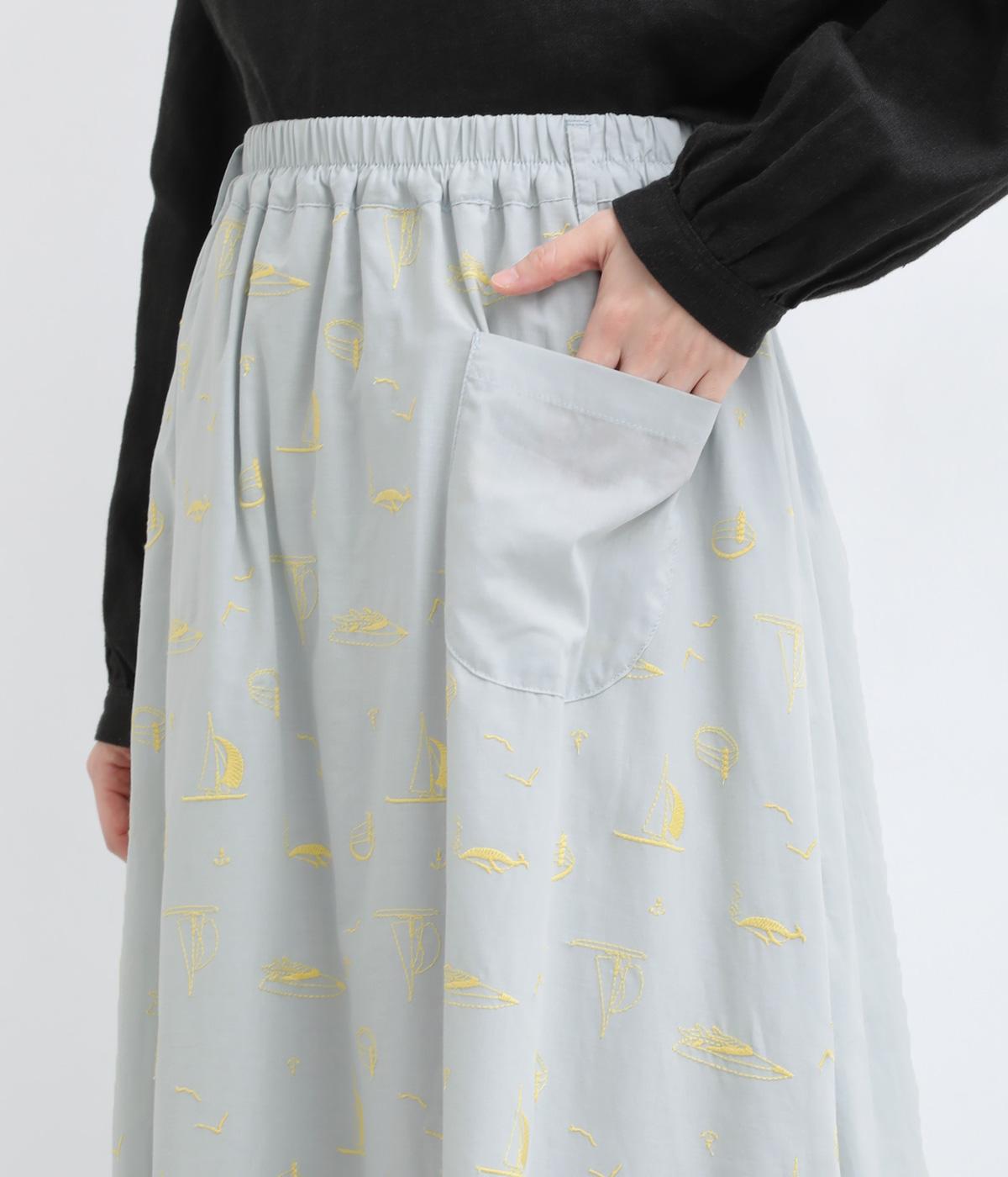 ヨット刺繍スカート(グレー-F)