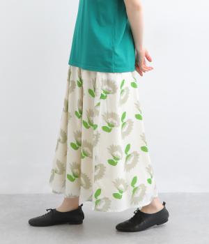 大花プリント　スカート(ホワイト-F)