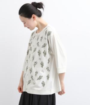 さらさら天竺　ぶどう刺繍カーディガン(ホワイト-F)