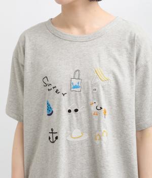海辺刺繍Tシャツ