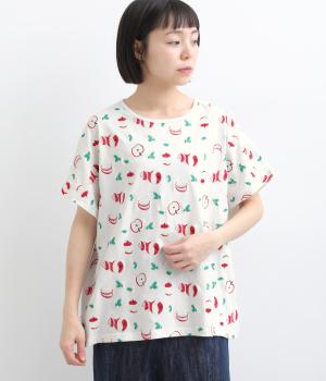 りんご刺繍ドルマンTシャツ(ホワイト-F)