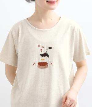 パンケーキ刺繍レギュラーTシャツ(アイボリー-F)