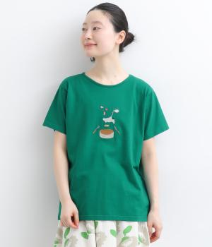 パンケーキ刺繍レギュラーTシャツ(グリーン-F)