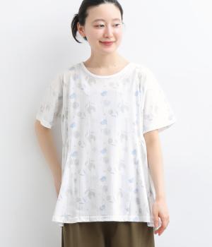 花オパールプリントフレアTシャツ(ホワイト-F)
