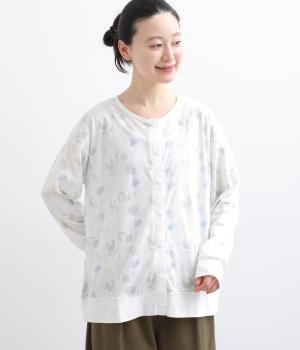 花オパールプリントカーディガン(ホワイト-F)