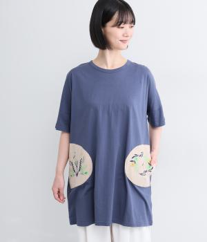 ポケット刺繍チュニック(ネイビー-F)