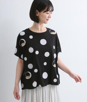シャボン玉刺繍Tシャツ(ブラック-F)