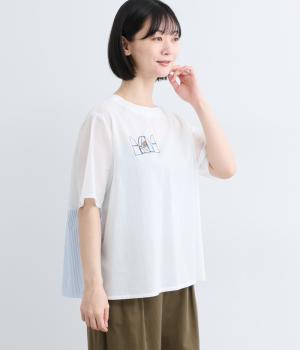 パッチワーク　窓刺繍ブラウス(ホワイト-F)