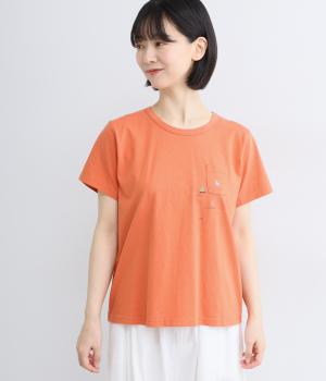 ユーズドコットン　ヨットプリントTシャツ(オレンジ-F)
