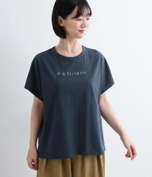 ユーズドコットン　シーグラスプリントTシャツ(ネイビー-F)