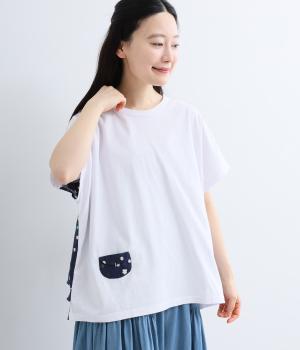 ドット刺繍ドルマンＴシャツ(ホワイト-F)