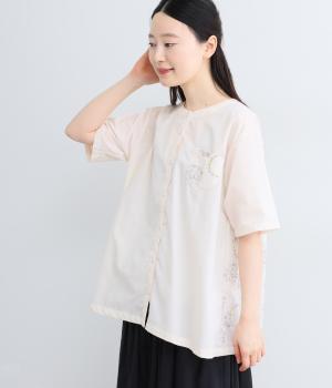 花ドット刺繍シャツ(ホワイト-F)