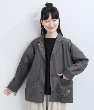 コットンツイル　花刺繍ジャケット(スミクロ-F)