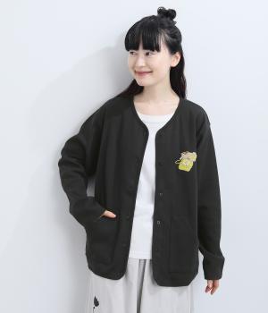 ポンチねこ電話刺繍カーディガン(ブラック-F)