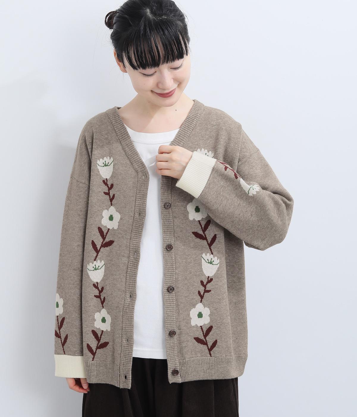 ふくもちニット お花ジャカードカーディガン｜Emago（イマゴ）の商品詳細