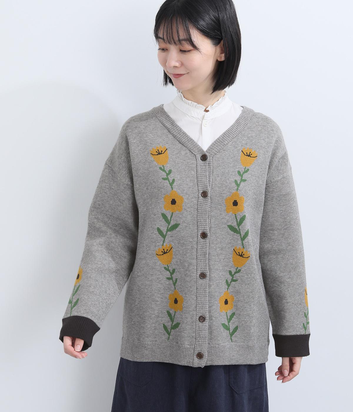 ふくもちニット お花ジャカードカーディガン｜Emago（イマゴ）の商品詳細