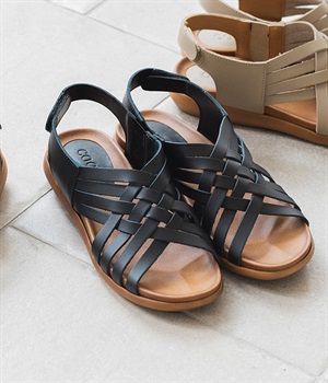 メッシュバックベルトサンダル(ブラック-M)