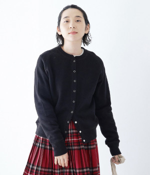 コットンサカリバリングスナップカーディガン(ブラック-ONESIZE)