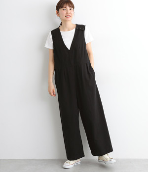 コットンツイルサロペットパンツ(ブラック-ONESIZE)