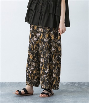 マーブルプリントイージーパンツ(ブラック-ONESIZE)