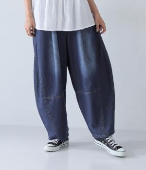 デニムイージーバレルパンツ(インディゴ-ONESIZE)
