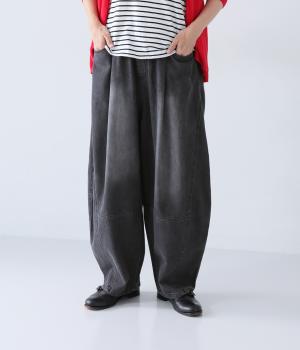 デニムイージーバレルパンツ(ブラック-ONESIZE)