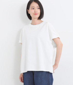 天竺ギャザーポンチョ立体プルオーバー(オフホワイト-ONESIZE)