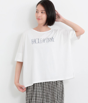 シルケット風天竺カフスポンチョプルオーバー(オフホワイト-ONESIZE)