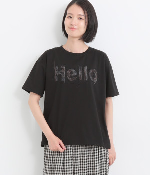 バイオ天竺アートロゴ刺繍Tシャツ(ブラック-ONESIZE)