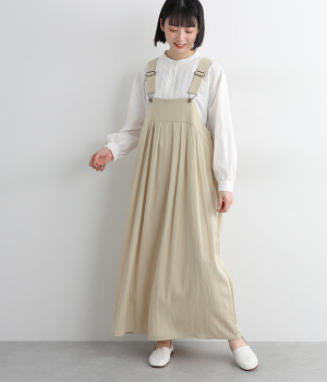 タックコクーンサロペットスカート(ベージュ-ONESIZE)