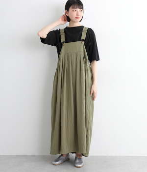 タックコクーンサロペットスカート(カーキ-ONESIZE)