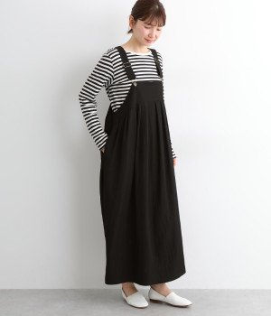 タックコクーンサロペットスカート(ブラック-ONESIZE)