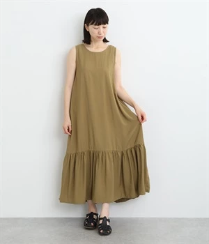 ギャザーノースリーブワンピース(オリーブ-ONESIZE)