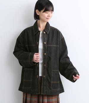 裏キルトデニムコート(ブラック-F)