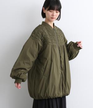 ナイロンシャーリング中綿コート(カーキ-F)