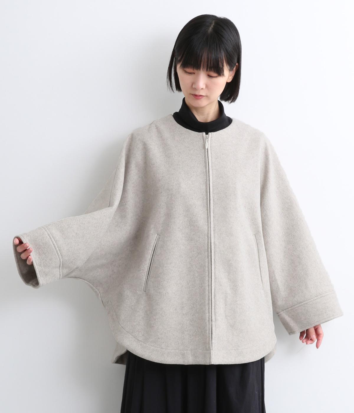 カットメルトンジップドルマンコート(ライトﾍﾞｰｼﾞｭ-F)