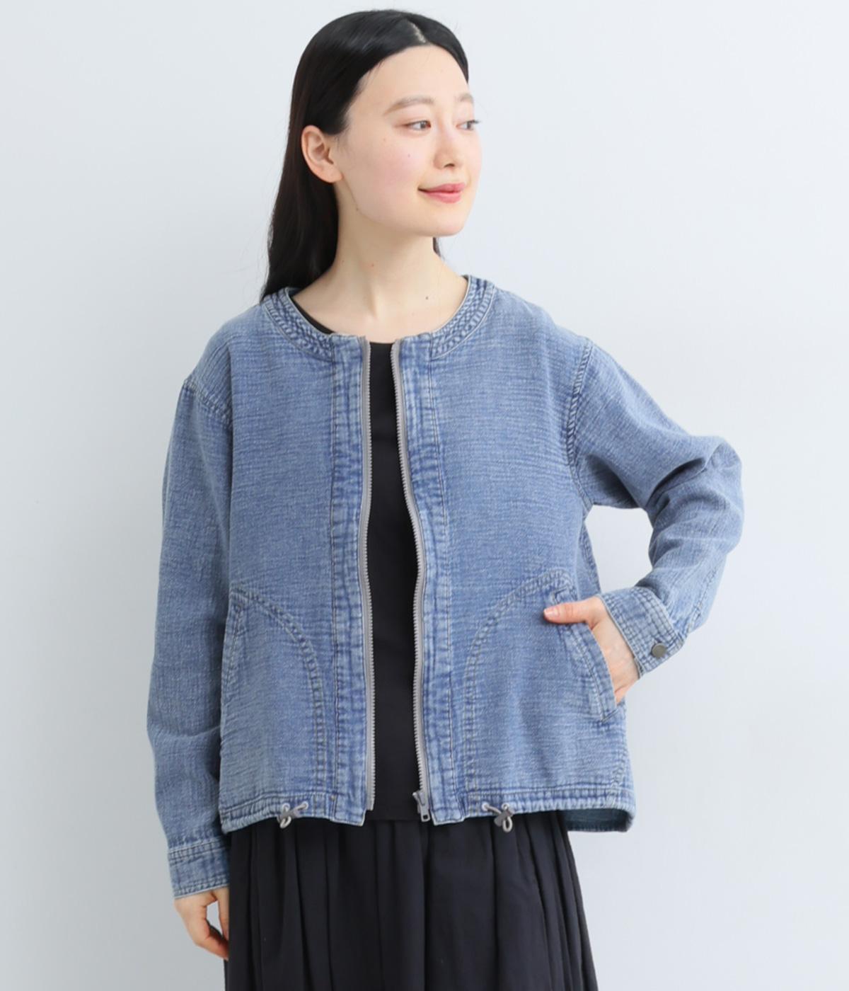 インディゴガーゼノーカラブルゾン(ブルー-F)