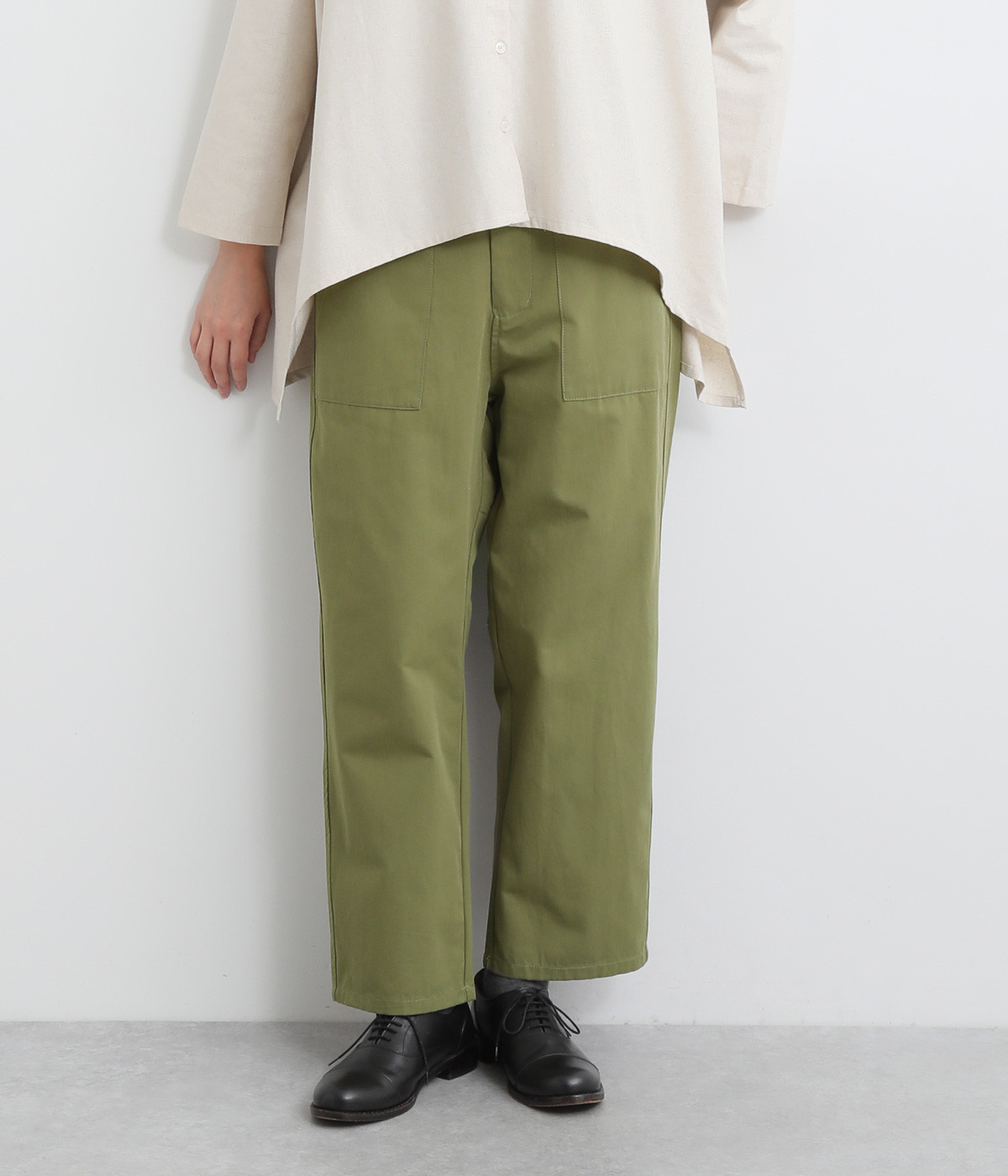 高密度コットンツイルベイカーパンツ(カーキ-ONESIZE)