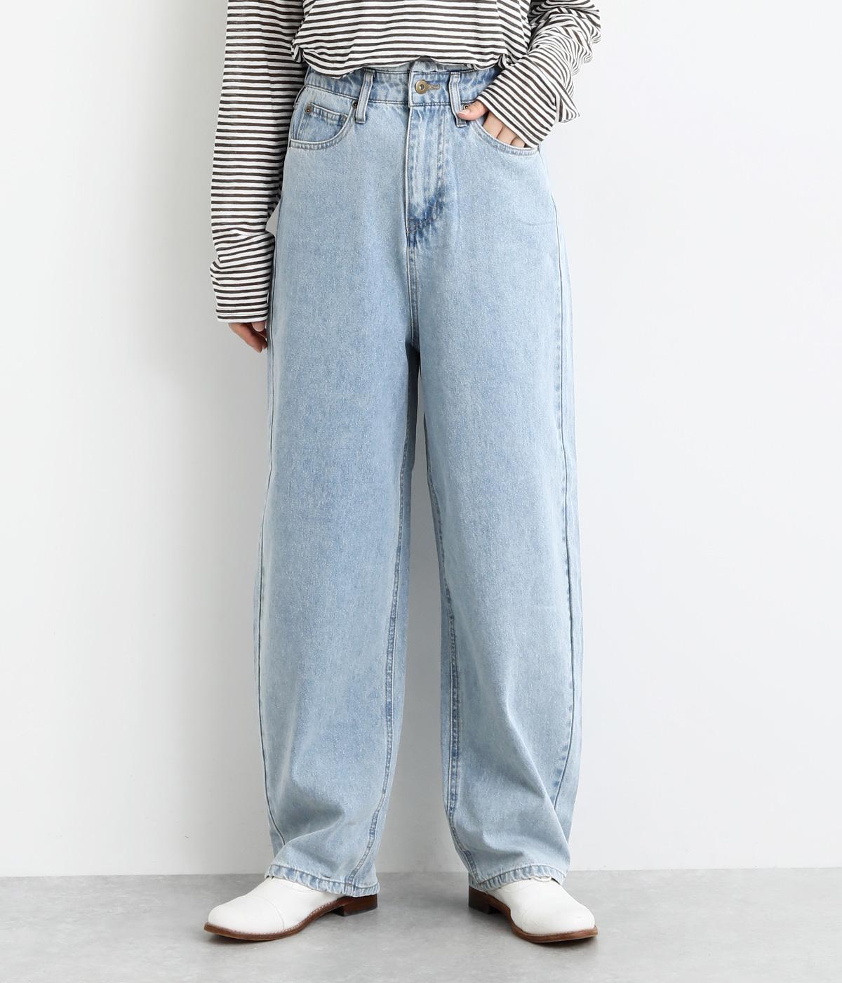 デニム脚長カーブパンツ(ライトブルー-F)