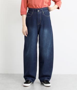 デニム脚長カーブパンツ(インディゴ-F)