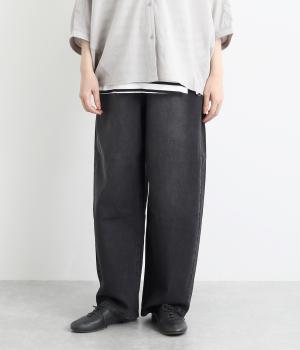 デニム脚長カーブパンツ(ブラック-F)