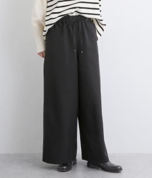 ツイルストレッチワイドイージーパンツ(ブラック-F)