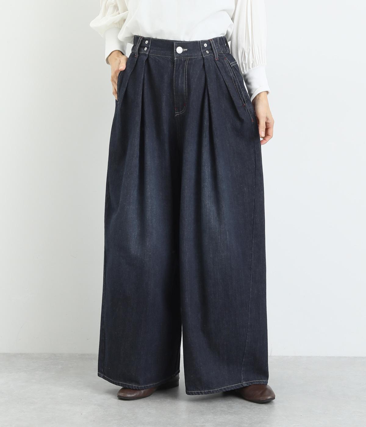 デニムコクーンワイドパンツ(インディゴ-F)