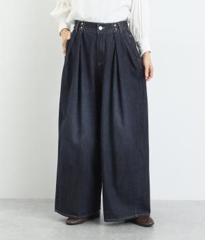 デニムコクーンワイドパンツ(インディゴ-F)