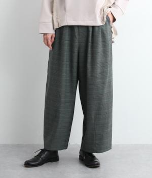 裏起毛チェックワイドコクーンパンツ(グレーチェック-F)