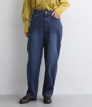 10OZ裏起毛ストレッチデニムカーブパンツ(インディゴ-F)