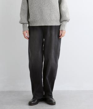 10OZ裏起毛ストレッチデニムカーブパンツ(ブラック-F)