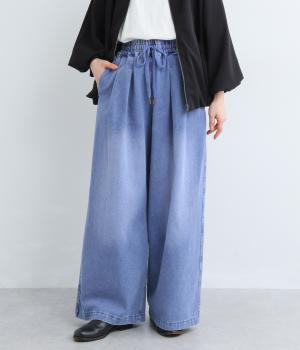 カラーデニムバギーパンツ(ブルー-F)