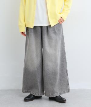 カラーデニムバギーパンツ(グレー-F)